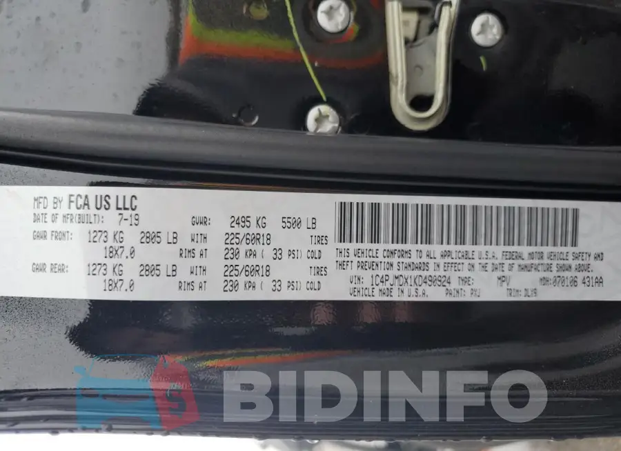 1C4PJMDX1KD490924 Photo# 13