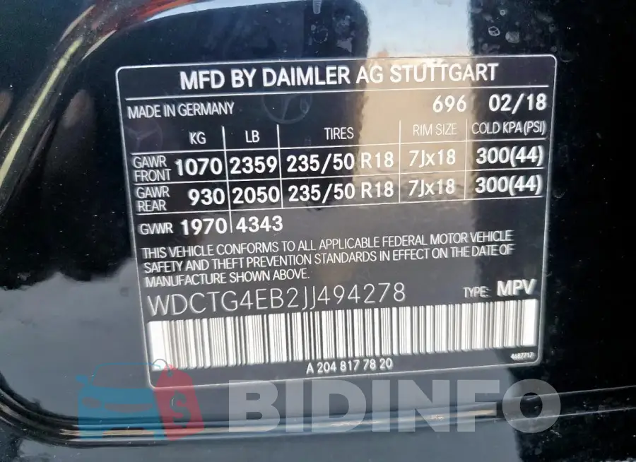 WDCTG4EB2JJ494278 Photo# 13