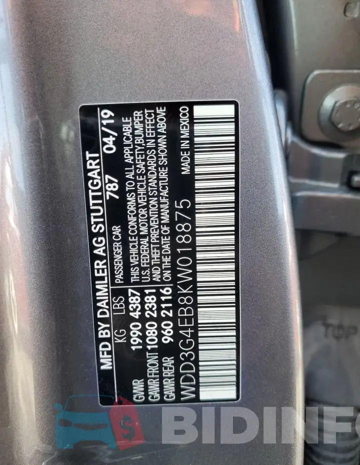 WDD3G4EB8KW018875 Photo# 12