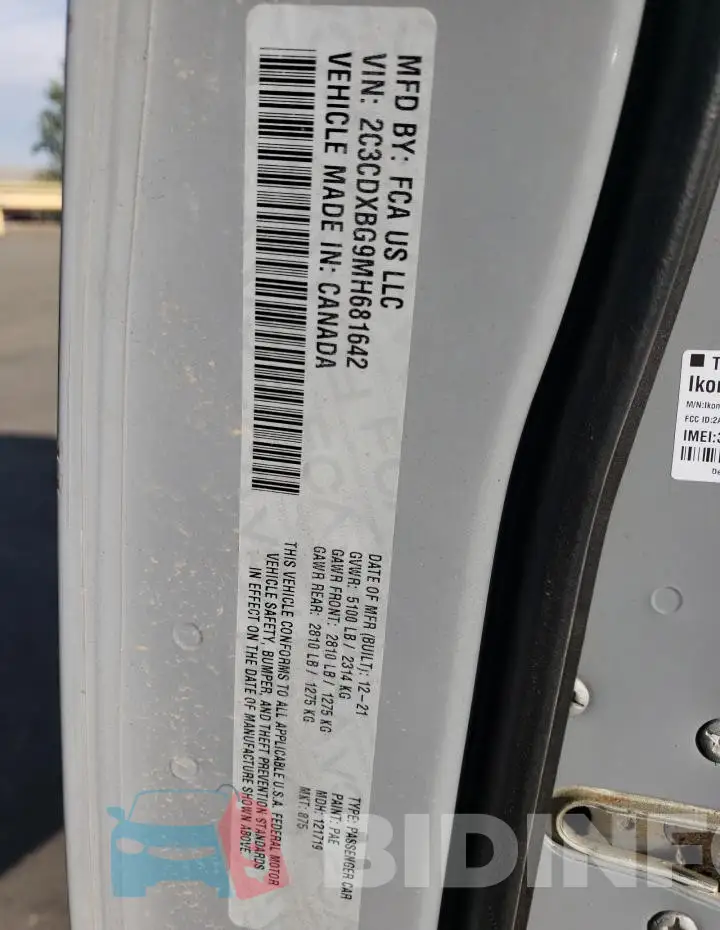 2C3CDXBG9MH681642 Photo# 12
