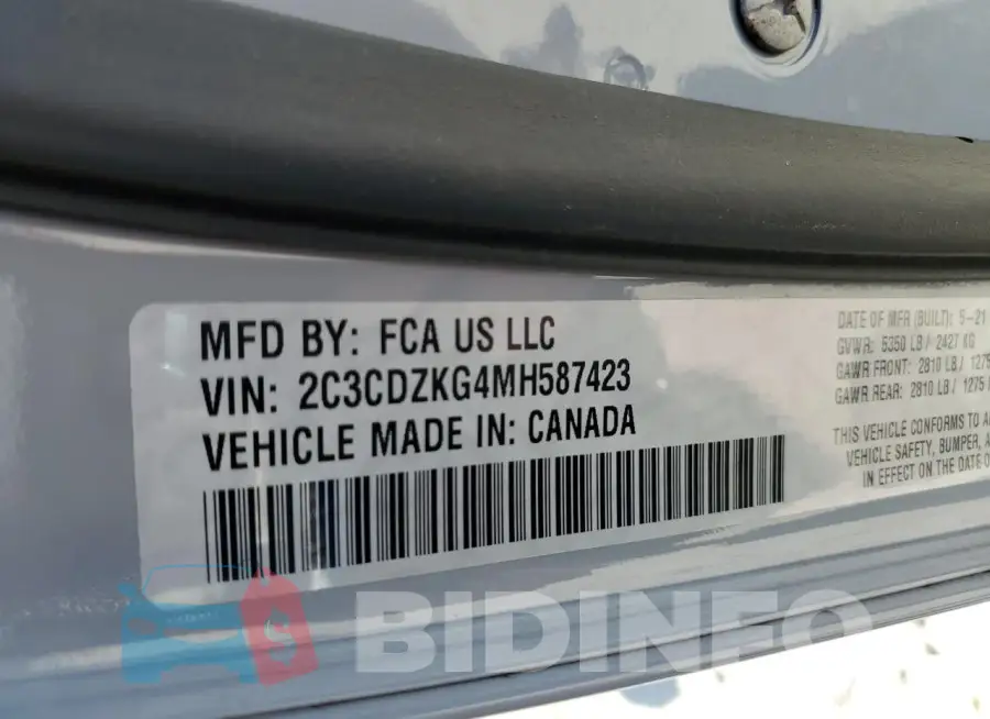 2C3CDZKG4MH587423 Photo# 13
