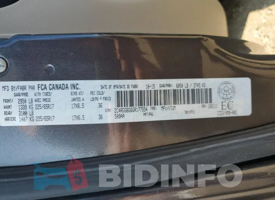 2C4RDGBG6GR177554 Photo# 13