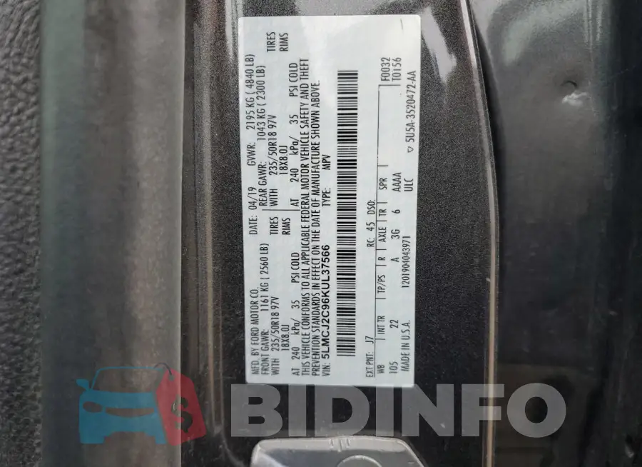 5LMCJ2C96KUL37566 Photo# 13