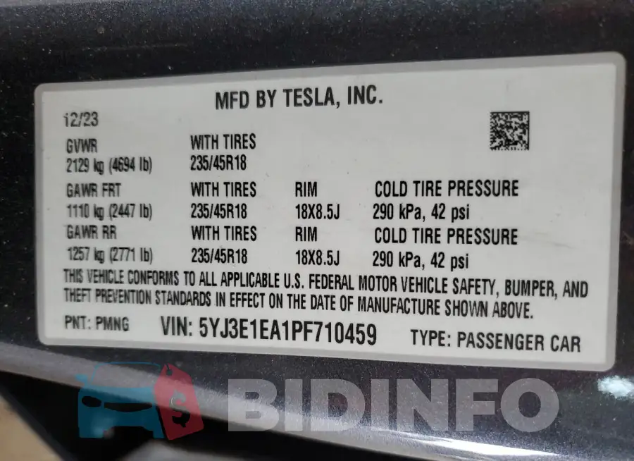 5YJ3E1EA1PF710459 Photo# 12