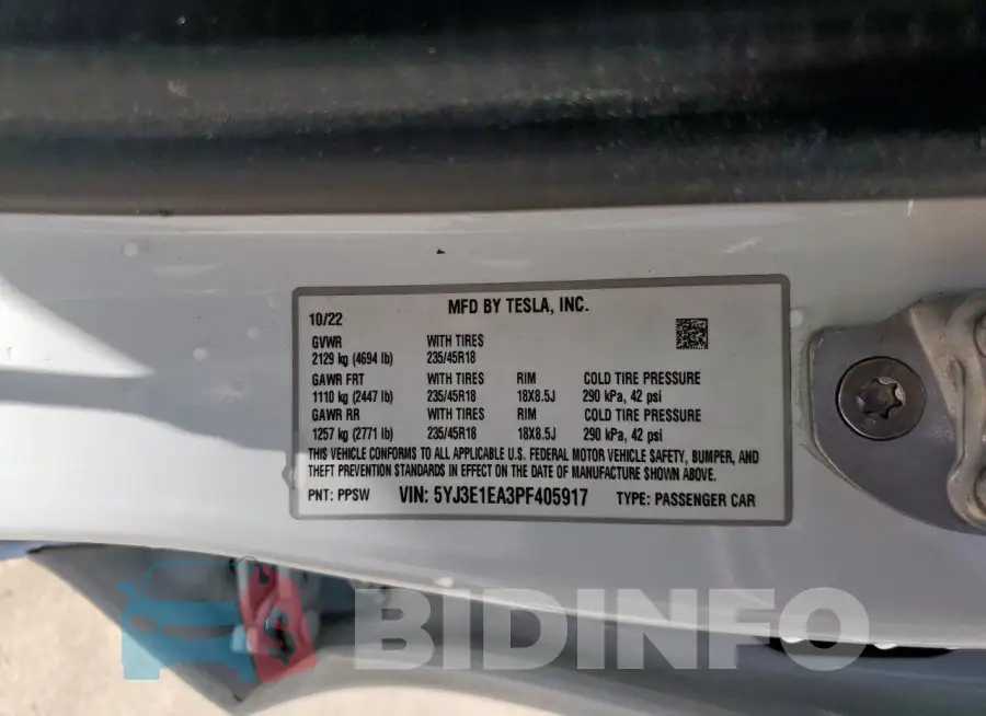 5YJ3E1EA3PF405917 Photo# 13