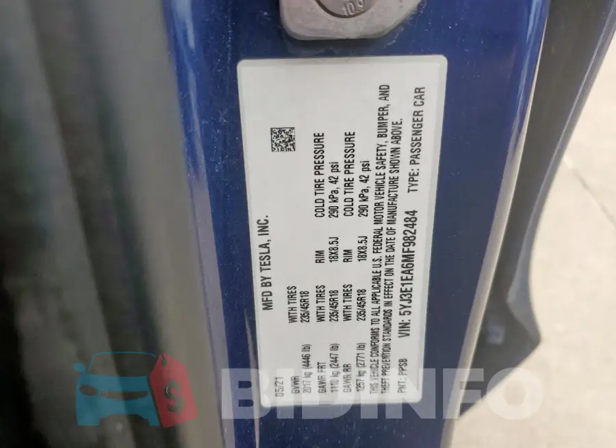 5YJ3E1EA6MF982484 Photo# 12