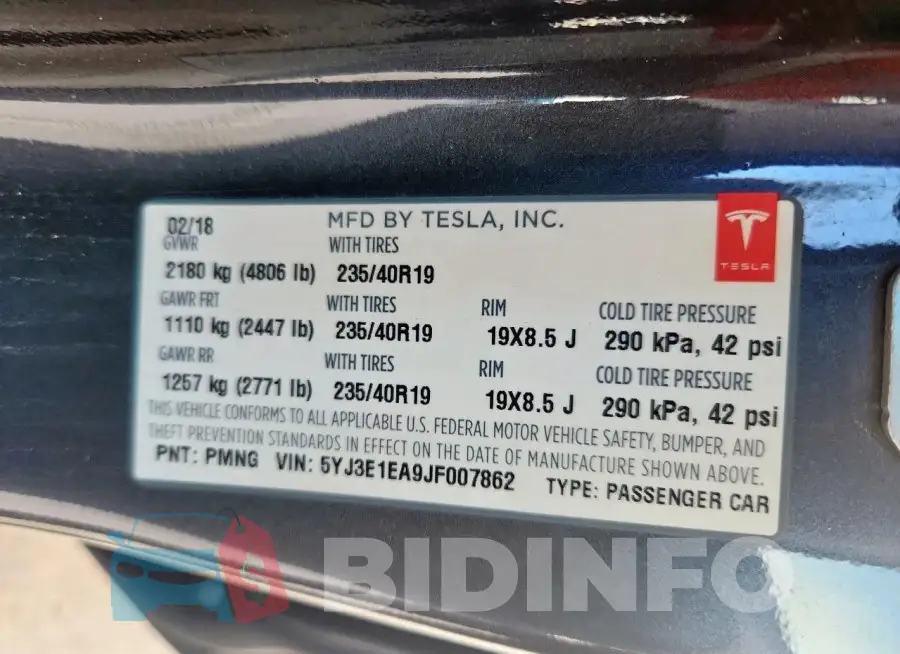 5YJ3E1EA9JF007862 Photo# 12