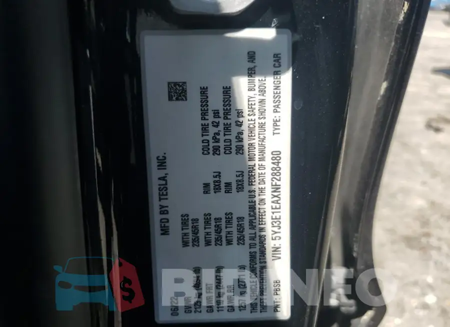 5YJ3E1EAXNF288480 Photo# 12