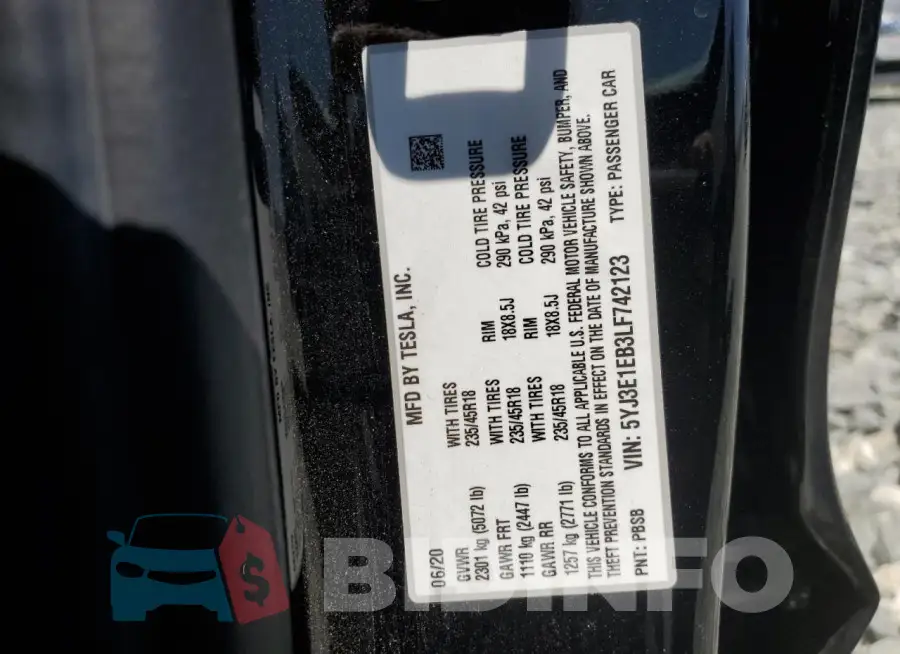 5YJ3E1EB3LF742123 Photo# 12