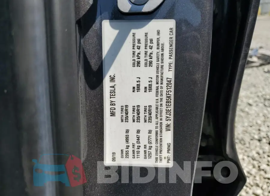 5YJ3E1EB5KF512047 Photo# 13