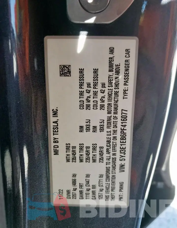 5YJ3E1EB6PF416077 Photo# 12