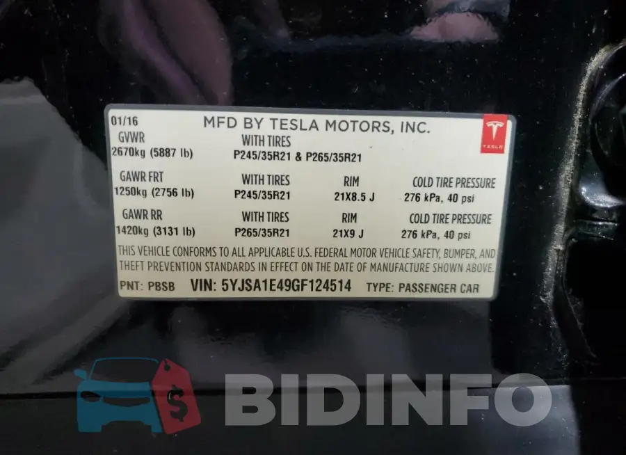5YJSA1E49GF124514 Photo# 12