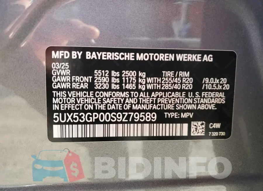 5UX53GP00S9Z79589 Photo# 13