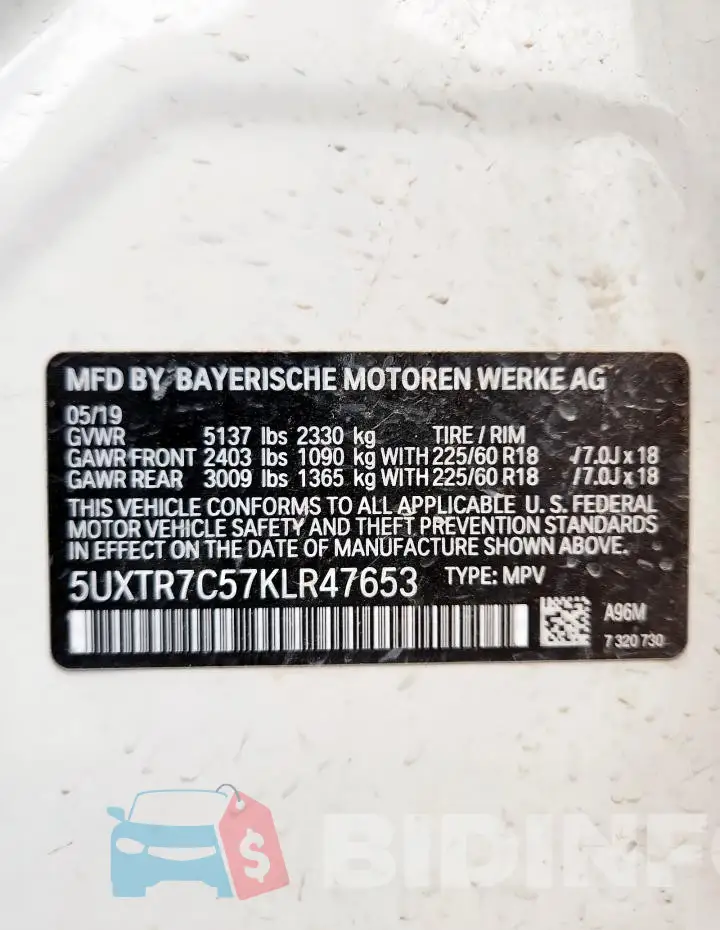 5UXTR7C57KLR47653 Photo# 13