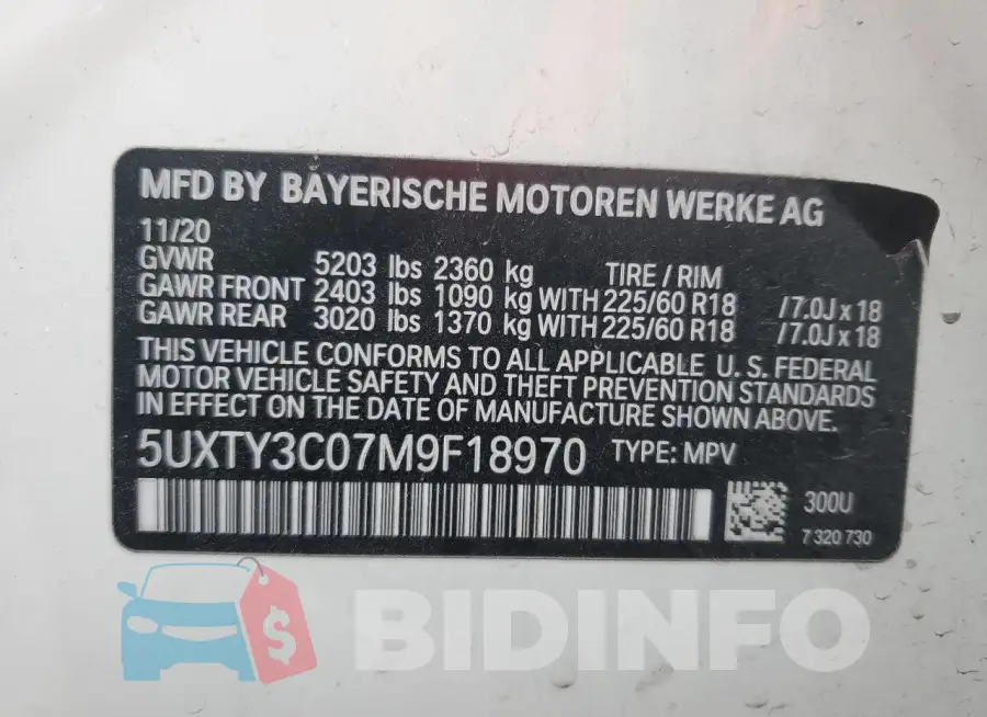 5UXTY3C07M9F18970 Photo# 13