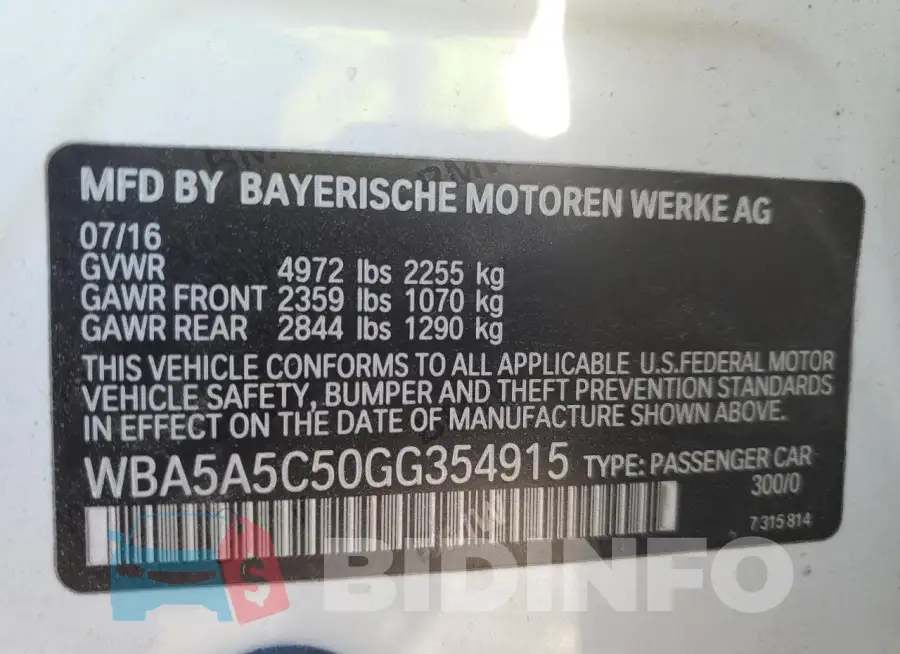 WBA5A5C50GG354915 Photo# 13