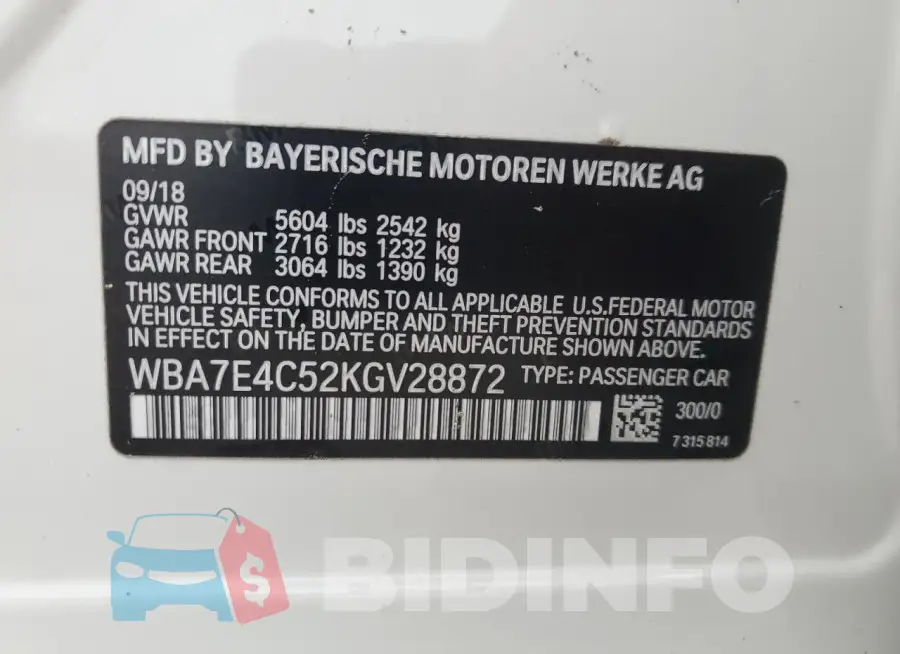 WBA7E4C52KGV28872 Photo# 13