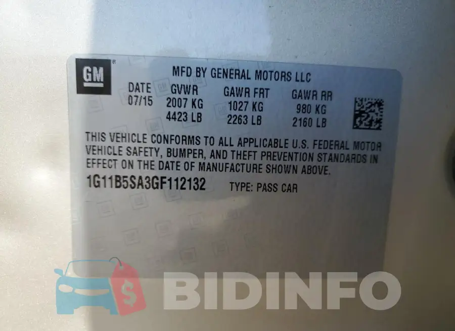 1G11B5SA3GF112132 Photo# 12