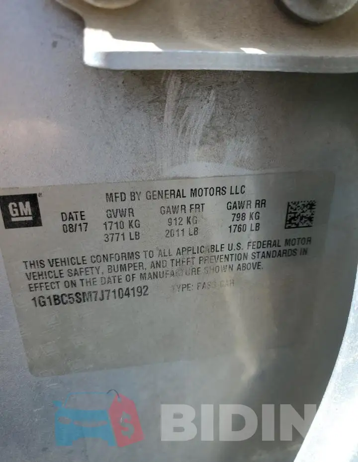 1G1BC5SM7J7104192 Photo# 12