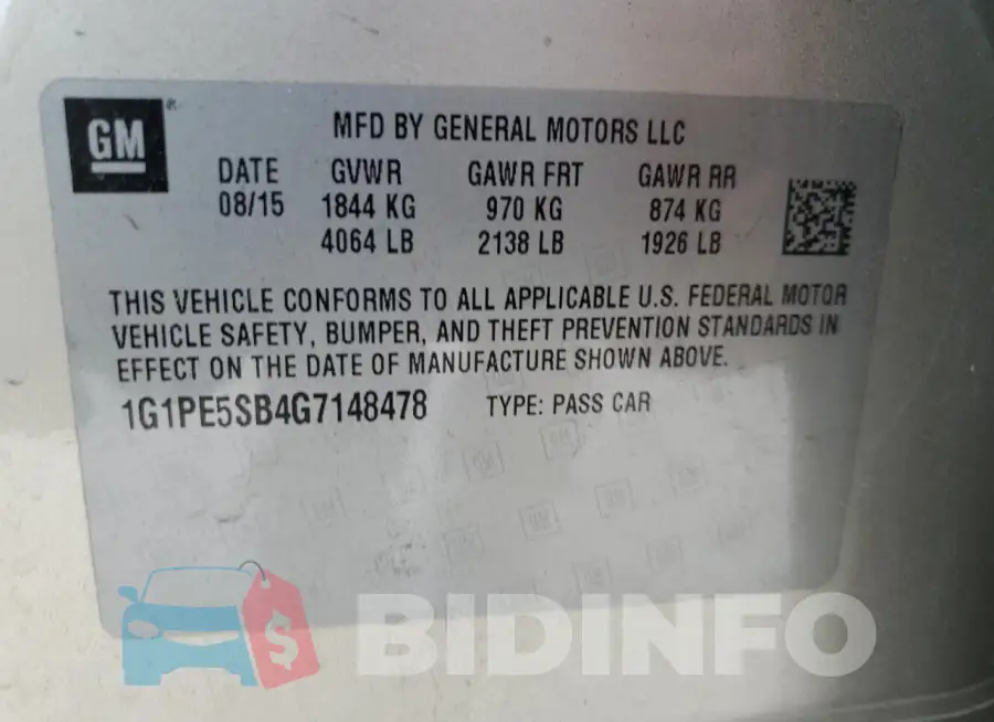 1G1PE5SB4G7148478 Photo# 12