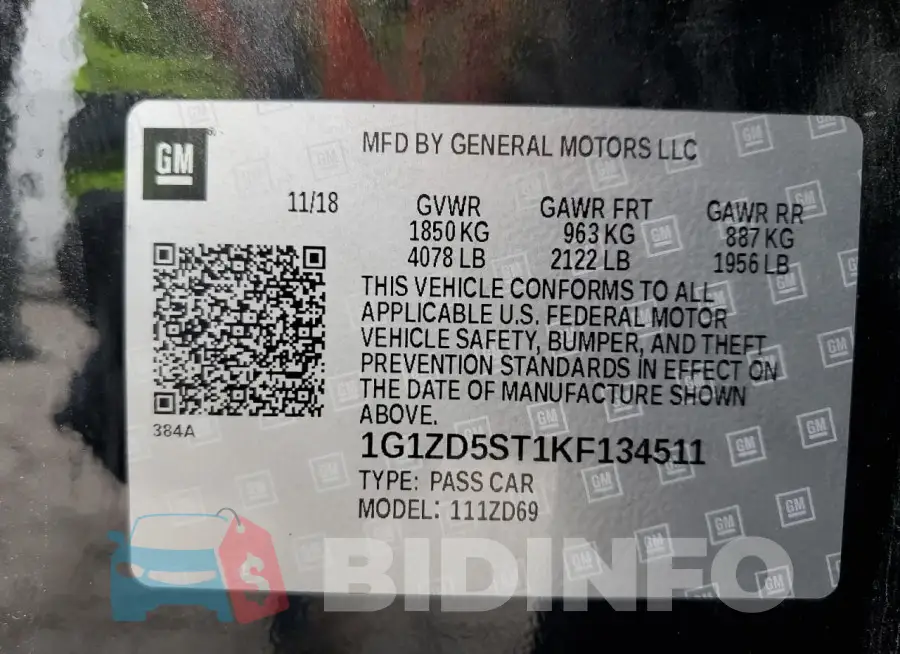 1G1ZD5ST1KF134511 Photo# 13