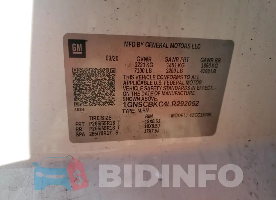 1GNSCBKC4LR292052 Photo# 13