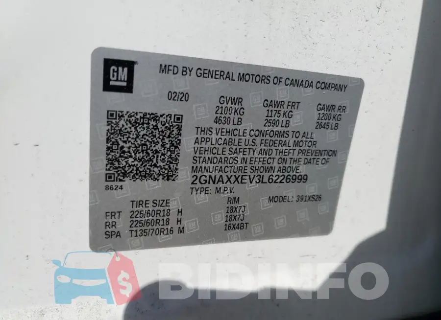 2GNAXXEV3L6226999 Photo# 13