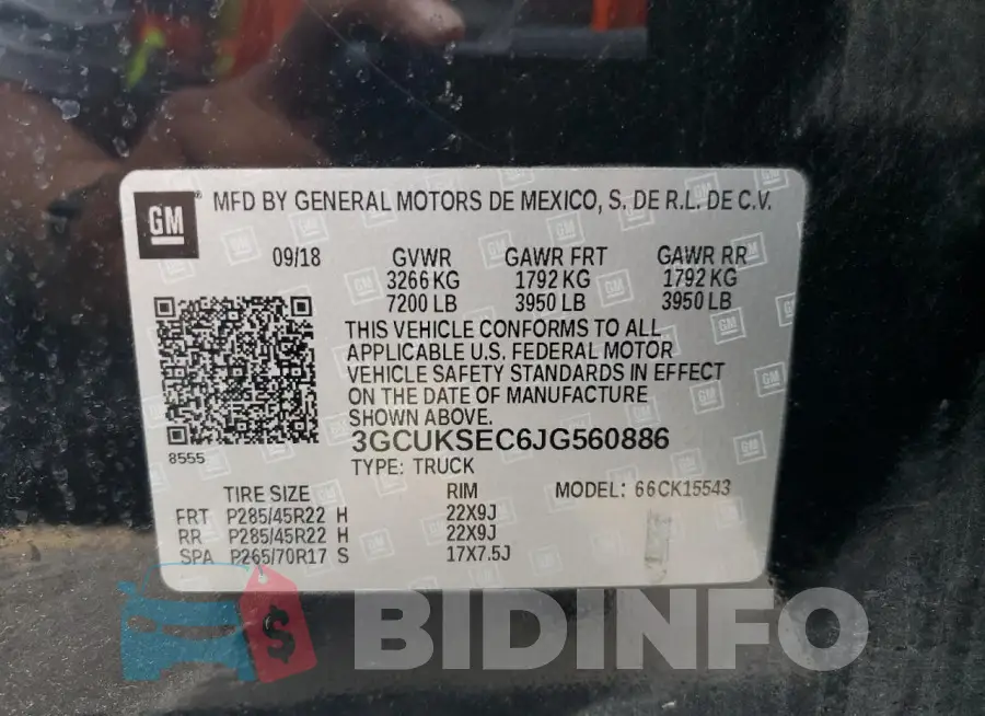 3GCUKSEC6JG560886 Photo# 12