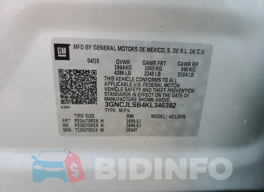 3GNCJLSB4KL346382 Photo# 13