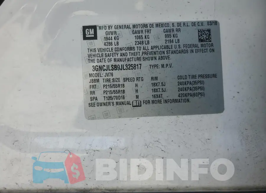 3GNCJLSB9JL325817 Photo# 13