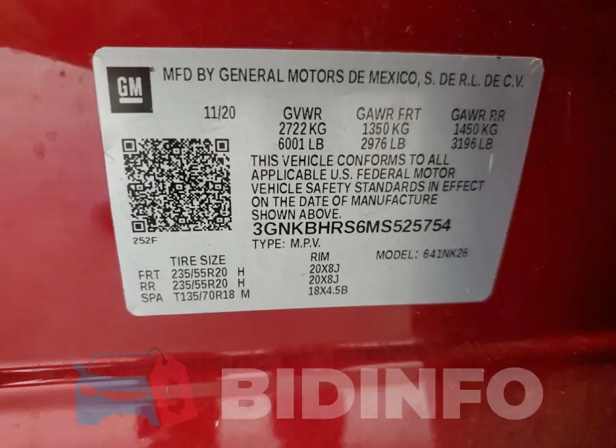 3GNKBHRS6MS525754 Photo# 13