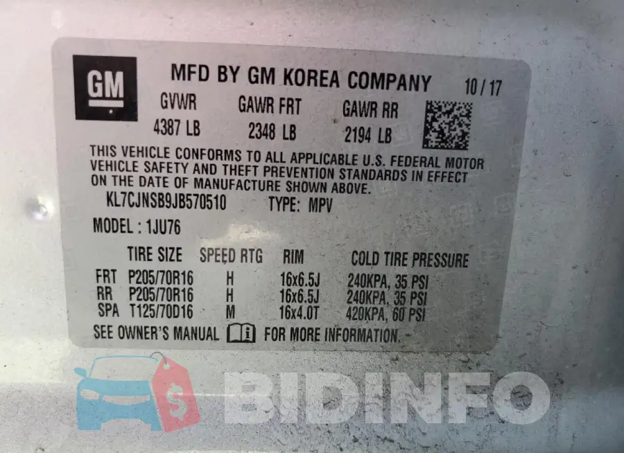 KL7CJNSB9JB570510 Photo# 13