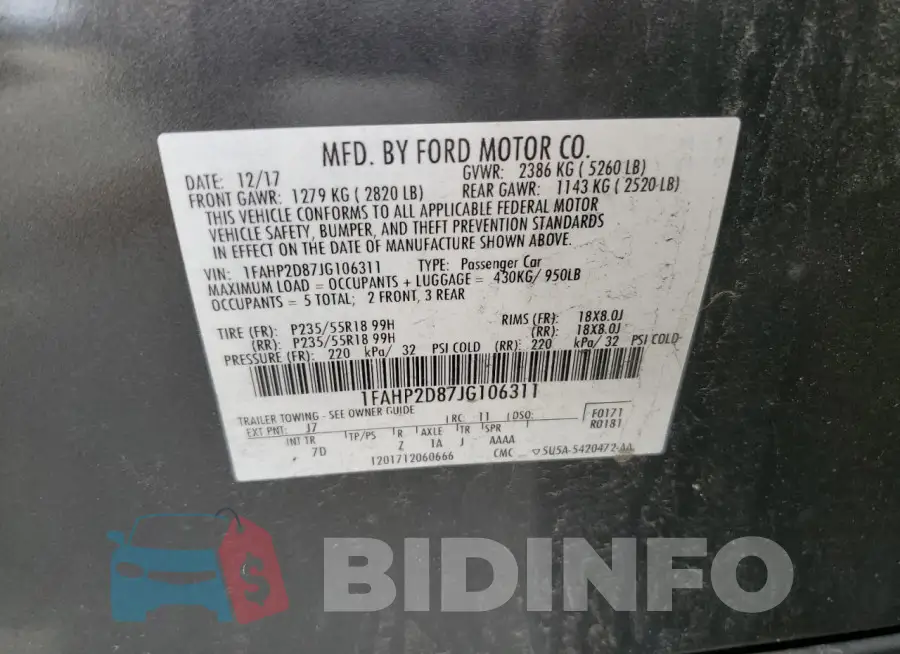 1FAHP2D87JG106311 Photo# 12
