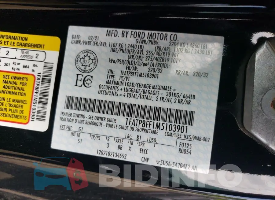 1FATP8FF1M5103901 Photo# 12