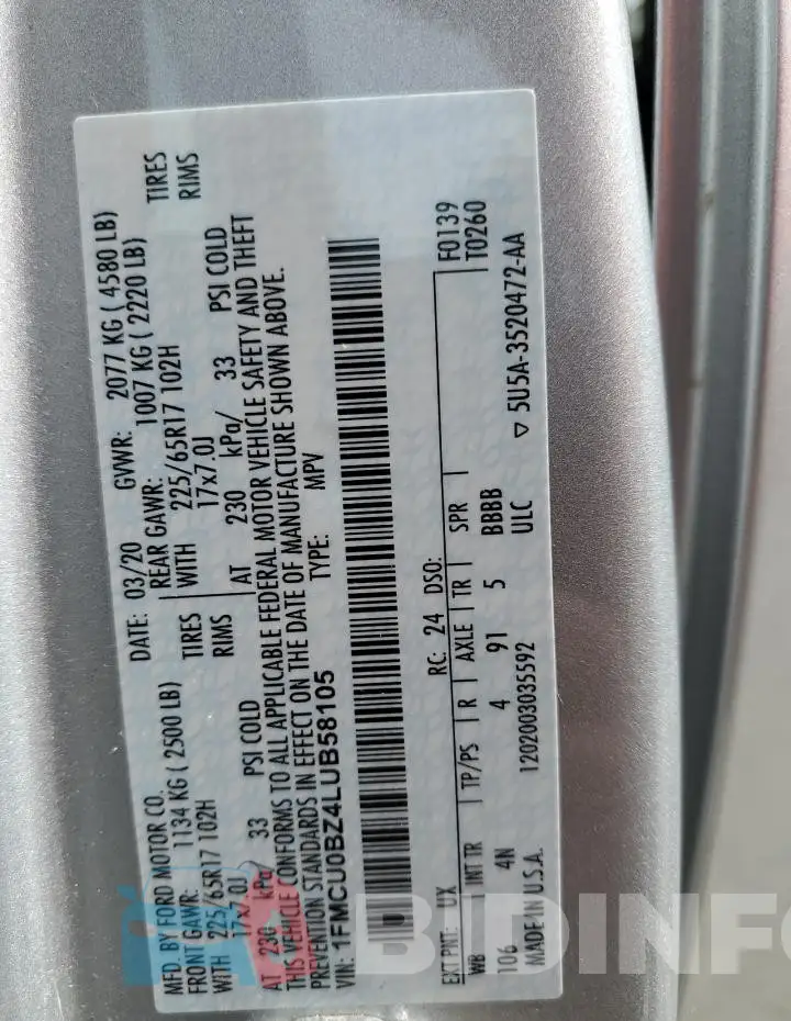 1FMCU0BZ4LUB58105 Photo# 13