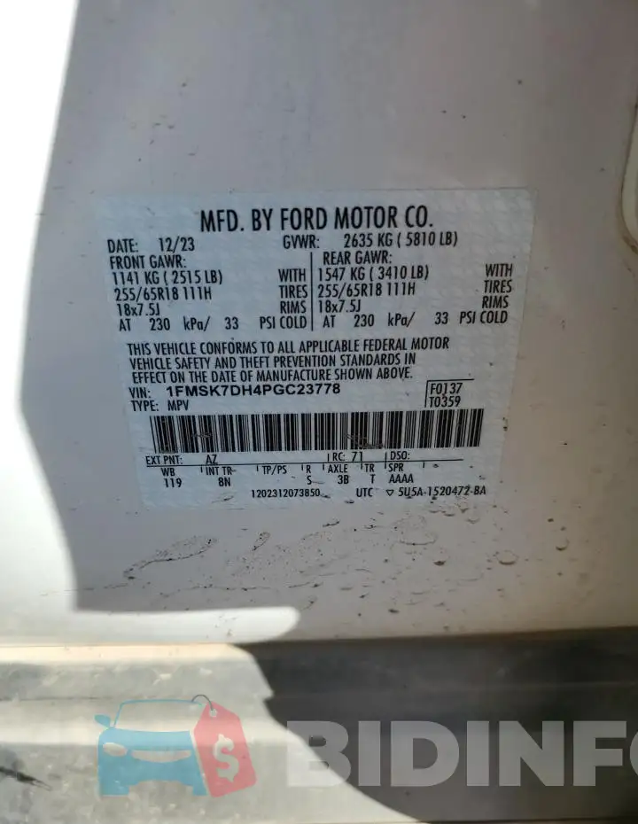 1FMSK7DH4PGC23778 Photo# 13