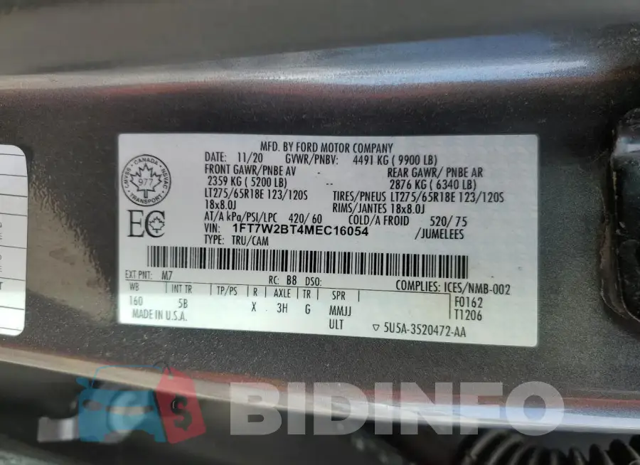 1FT7W2BT4MEC16054 Photo# 12