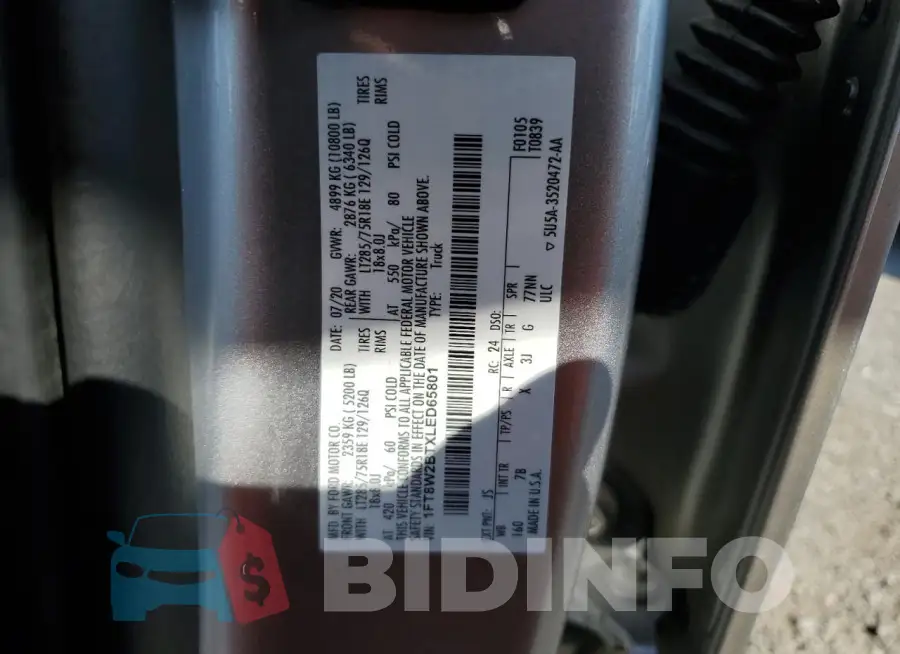 1FT8W2BTXLED65801 Photo# 12