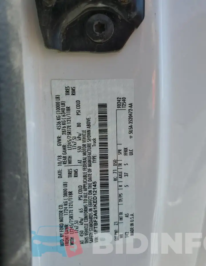 1FTBF2A61KED12145 Photo# 13