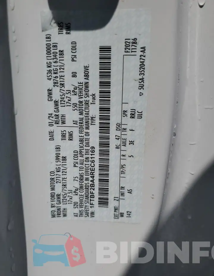 1FTBF2BA4REC61169 Photo# 12