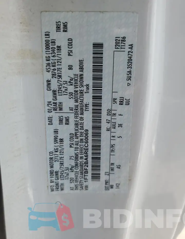 1FTBF2BA6REC60069 Photo# 12