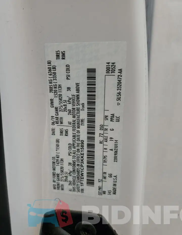 1FTEW1CP3KKE15890 Photo# 13