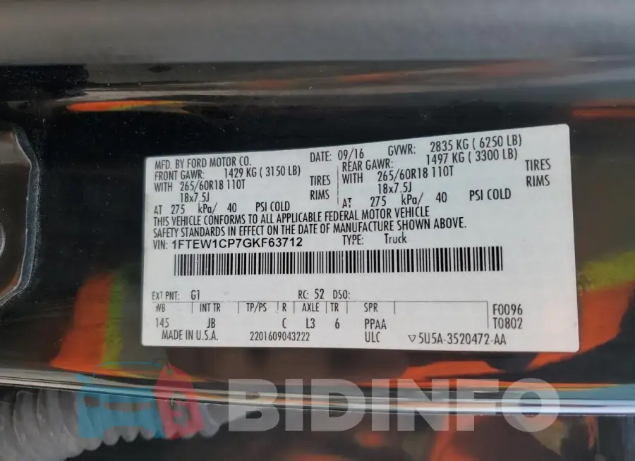 1FTEW1CP7GKF63712 Photo# 12