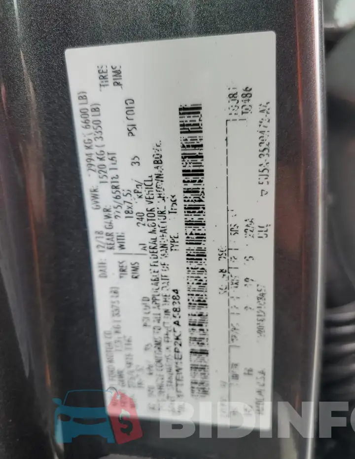 1FTEW1EP2KFA58384 Photo# 13