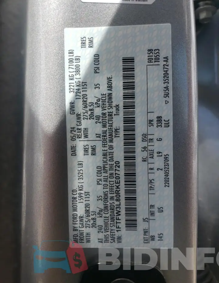 1FTFW3L80RKE07720 Photo# 12