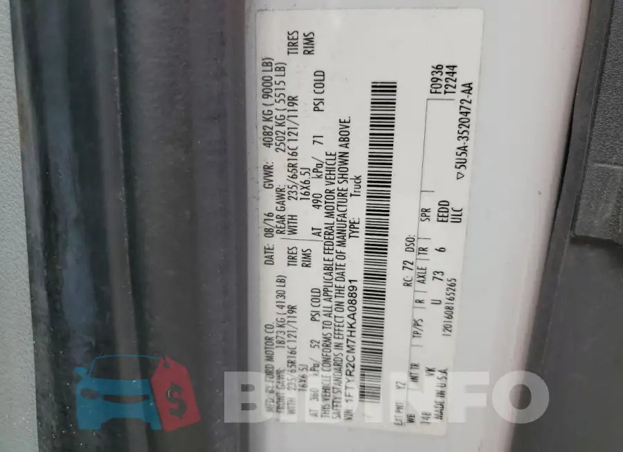 1FTYR2CM7HKA08891 Photo# 14