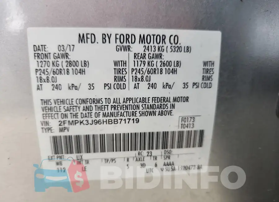 2FMPK3J96HBB71719 Photo# 12
