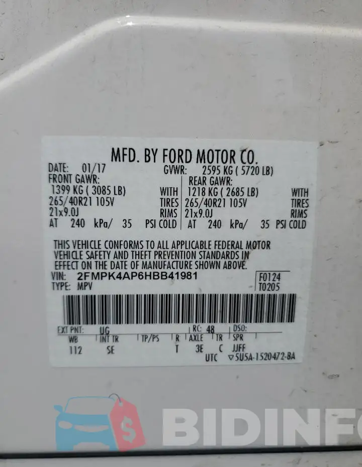 2FMPK4AP6HBB41981 Photo# 13
