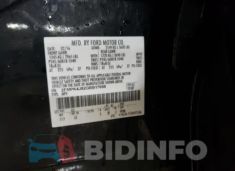 2FMPK4J82GBB17698 Photo# 12