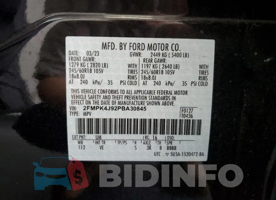 2FMPK4J92PBA30845 Photo# 14